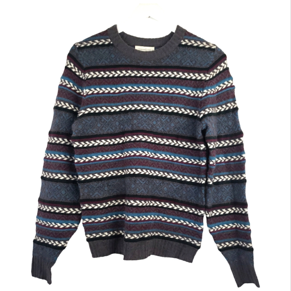 Treasure & Bond NWT Textured Grandpa Sweater Size Small in Gray/White/Burgundy